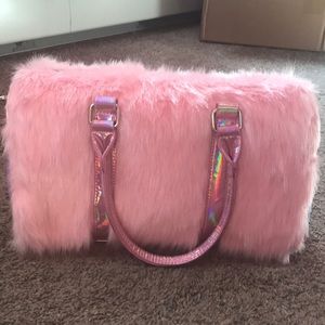Sugar Thrillz Fuzzy Pink Holographic Bag